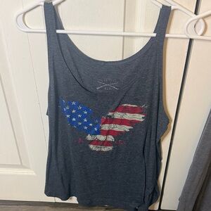 Grunt Style Charcoal Tank with American Flag Eagle Graphic